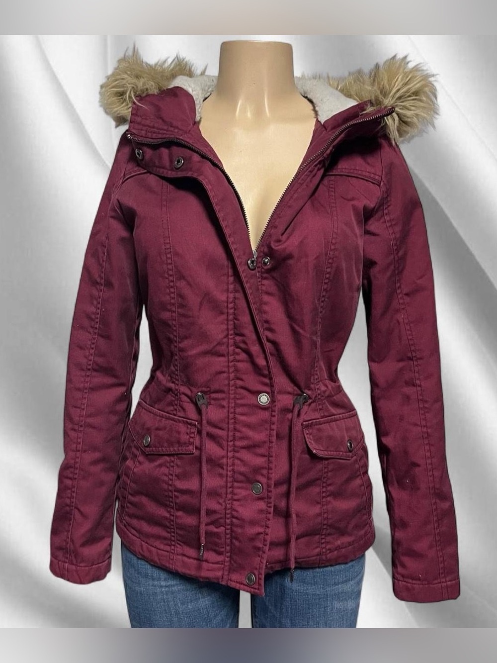Only Burgundy Faux Fur Jacket